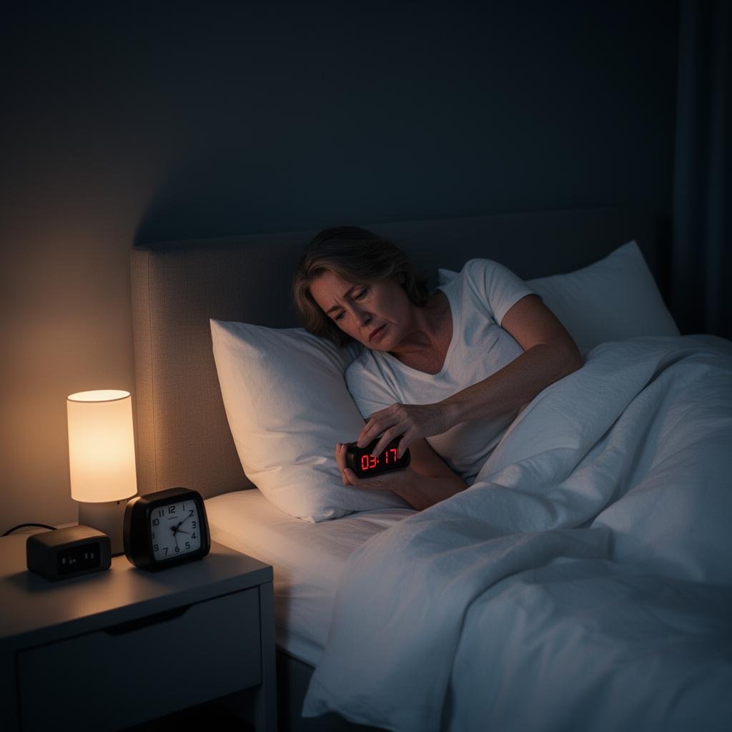 Frau wach in der Nacht – unruhiger Schlaf